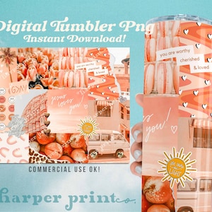 Christian Sublimation Tumbler Designs for 20oz Skinny Tumbler Wrap Collage Wallpaper Christian Girl Aesthetic Bible Verse Affirmations PNG