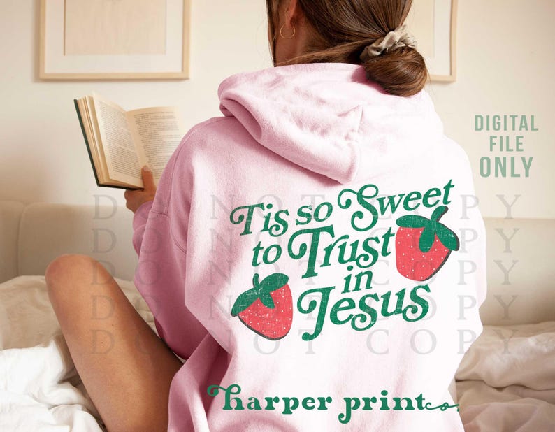 Tote Bag Designs Christian PNG Jesus Sublimation Designs Downloads Aesthetic Cottagecore PNG Strawberry Cute Summer Tshirt Designs for Girls image 2
