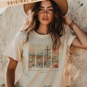 Popular PNG Christian Tote Bag Designs Boho Desert PNG Watercolor Cross Clipart Aesthetic Brushstroke Png My Sin Was Great T Shirt Designs image 9