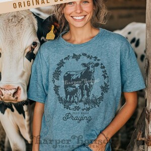 Farm PNG Christian Sublimation Designs Cow PNG Just Keep Praying