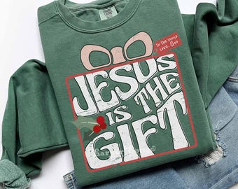 Christmas PNG Popular Sublimation Designs Downloads Jesus is the Gift PNG Trending Tshirt Designs Christian Christmas Clipart Bow Png Christ