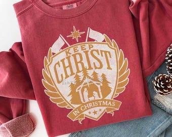 Keep Christ in Christmas Sublimation Designs for Shirts Christian Christmas DTF Designs Jesus Clipart Merry Christmas PNG Trending Graphics