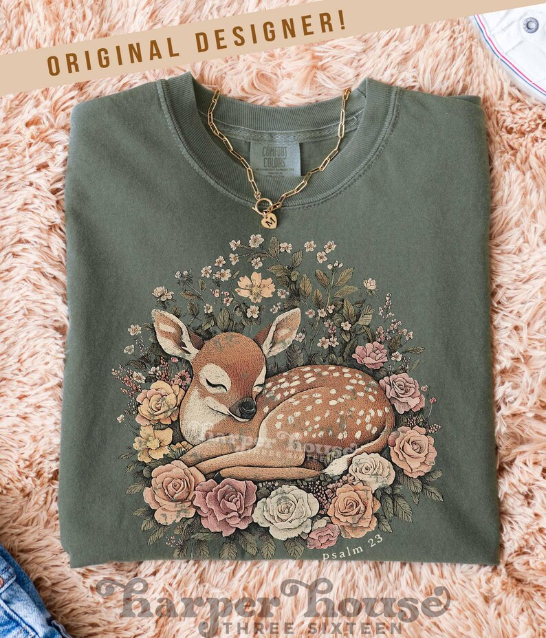 Psalm 23 Herfst Png Bosdieren Sublimatieontwerpen Boho Bloemen DTF Transfers Herfst T-shirts Trending Png Schattig Hert Clipart Cottagecore PNG afbeelding 5