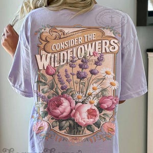 Consider the Wildfowers PNG Vintage Jesus Shirts Womens Christian Graphic Tees Botanical Shirt Designs