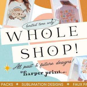 Whole Shop PNG Bundle, Sublimation Designs Downloads, Christian PNG Files, Jesus, Aesthetic Clothing, Retro PNG, Bible Verse, Tshirt Designs