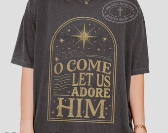 O Come Let Us Adore Him Png Christmas PNG Religious DTF Designs Christian Christmas Sublimation Designs Vintage Jesus Shirts Cute Trendy Png