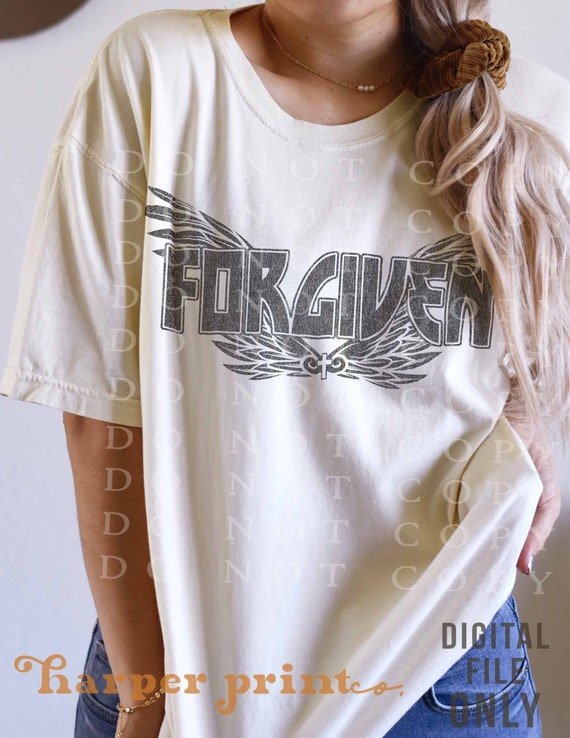 Forgiven PNG Sublimation Designs Downloads, Christian PNG Files for DTG Printing, Jesus png, Aesthetic Clothing, Vintage Band Tshirt Designs
