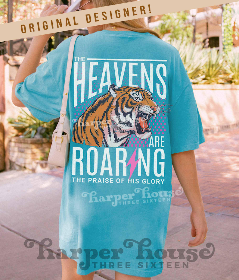 The Heavens are Roaring PNG Christian T Shirt Designs for Women Bible Verse PNG 90s Aesthetic Clothing 80s Graphic Tees Retro Jesus Tshirts image 11