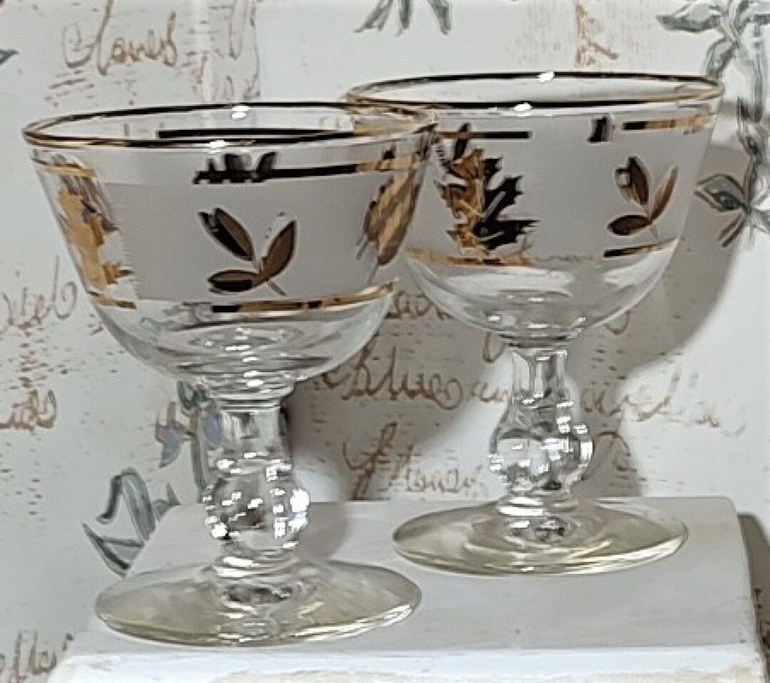 Set of 8 Libbey Gold Leaf Glasses Vintage Etsy