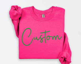 Sudadera o sudadera con cuello redondo bordada personalizada, camiseta de mascota del equipo, suéter universitario, regalo para fanáticos de los deportes, manga personalizada incluida