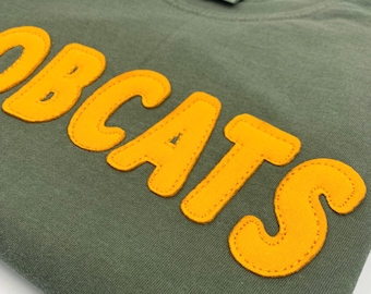 Camiseta con aplique de los Bobcats, camiseta con mascota de estilo retro, sudadera universitaria, ropa para el espíritu escolar.