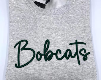 Sudadera o con capucha Bobcats 3D Puff, suéter con mascota bordada, sudadera universitaria, ropa con espíritu escolar.