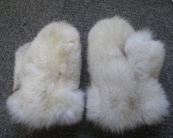 Unisex New Norwegian Blue Fox Fur Mittens Mitten Men Women