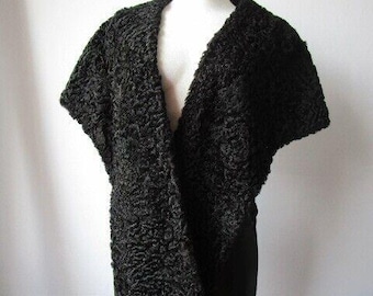 Uitstekende zwarte Perzische lamsbont cape voor dames, sjaal, stola, wikkelcape XL