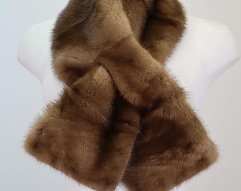 Women's New Dark Pastel Mink Fur Scarf Collar Wrap