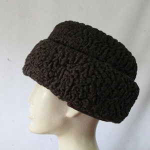 Men&#39;s Sz 24&quot; New Black Persian Lamb Fur Hat Man