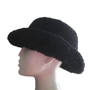Men&#39;s Sz 24&quot; New Black Persian Lamb Fur Hat Man Cowboy