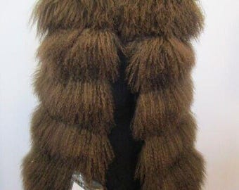 Vintage Gorgeous Genuine Leather Mongolian Fur Jacket in