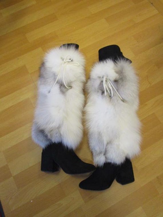 Women's Brand New Fox Fur Boot Cover Leg Warmer Great Gift Idea