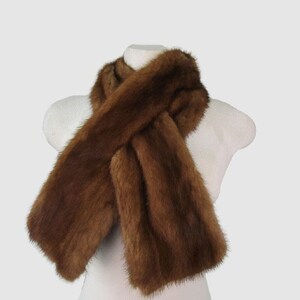 Men's New Natural Brown Canadian Mink Fur Scarf Collar Wrap Men