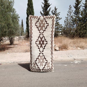Moroccan Runner Rug, Beni Ourain Rug, Hallway natural Bohemian Wool Rug, Decorative Long Carpet Floor Runner.