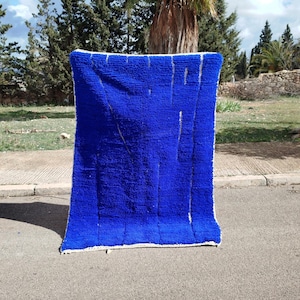 Custom Moroccan Blue Rug , Moroccan Berber Rug, Beni ourain rug, Handmade Rug, Plain Wool Rug, Custom made rugs .