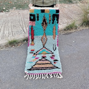 Custom Beni Ourain Runner Rug: Colorful Moroccan Wool Hallway Carpet