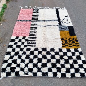 Moroccan Handmade rug ,Beni ourain Woven style Morocco wool Berber Rug, Hand woven rug, Azilal Berber style, Mulicolored Rug Morocco.