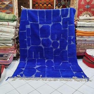 Moroccan rug blue - Moroccan Carpet - Custom area blue rug - Beni ourain rug - Living room rug - Boho Blue rug