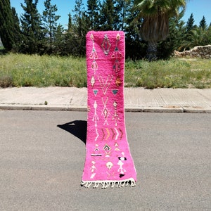 Moroccan Runner Rug, Beni Ourain Rug, Narrow Rug Runner, Handmade Traditional Wool Rug| Decorative Long Carpet Floor Runner