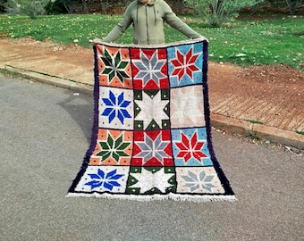 Alfombra marroquí vintage, alfombra marroquí auténtica, alfombra hecha a mano, alfombra boho boho.