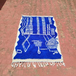 Moroccan Blue Rug, Custom Moroccan Berber Rug, Beni ourain rug, Handmade Rug, Plain Wool Rug, Custom made rugs .
