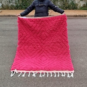 Fuchsia Pink Boujaad Rug – Custom Moroccan Wool Carpet – Textured Berber Area Rug – Handmade to Order – Bold Boho Modern Home Decor