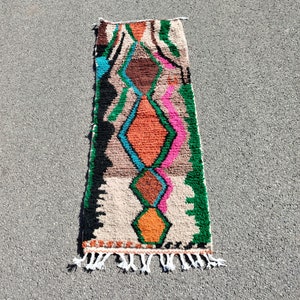 Costum Colorful Moroccan Runner, Beni Ourain Rug Runner , Hallway soft Wool Carpet Made to order rugs , Boho Floor Runner.