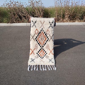 Handmade Moroccan Runner Rug - Custom Beni Ourain Style - Boho Hallway Rug