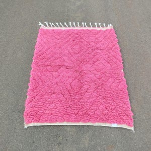 Handmade Pink Berber Rug: Moroccan Wool Rug, Nursery Decor