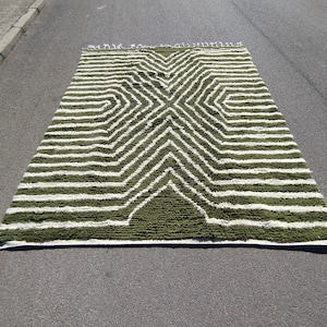 Moroccan rug olive green color, Handmade Wool rug, Moroccan berber rug, Beni ourain rug, Morocco rug, Moroccan area rug, Custom green rug.