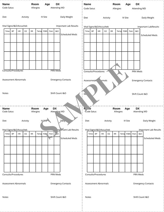 Four Patient Worksheet.pdf Four Patient Nurse Report Sheet Paper Calendars & Planners etna.com.pe