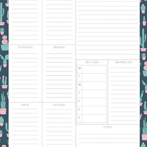 2025 WEEKLY PLANNER Insert 8.5IN x 11 IN Undated