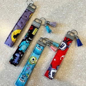 Handmade Fabric Keychain made with Licensed Disney Fabric / Wristlet / Lanyard / Car Key Holder / Key Fob