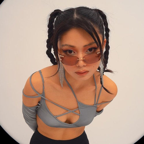 Goth Cyber Y2k Techwear Punk Women Holder Tops Gothic Patchwork Long Sleeve Crop Top Sexy Cut Out Casual t-shirt