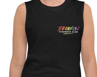 Pride | Muscle Tank – Brooklyn Strength Club Rainbow Logo – LGBTQ Gym Apparel – Sleeveless Workout Shirt