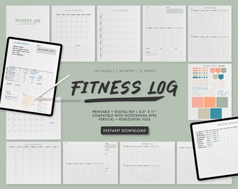 Fitnessplanner, dagelijkse planner, gewoontetracker, wellnessdagboek