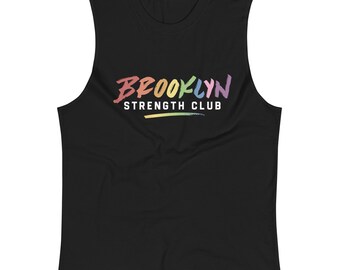 Pride | Muscle Tank – Brooklyn Strength Club Rainbow Logo – LGBTQ Gym Apparel – Sleeveless Workout Shirt