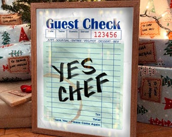 Yes Chef Guest Check Poster, Trendy Handwriting Aesthetic Print, Typography Poster, Motivational Wall Art, Retro Kitchen Decor
