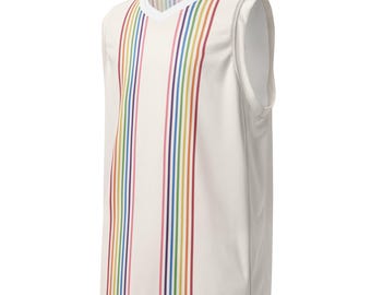 Rainbow Pride Jersey | Basketball Jersey | Retro LGBTQ Pride Outfit | Pride Streetwear | Gender Neutral Pride Top | Queer Gift