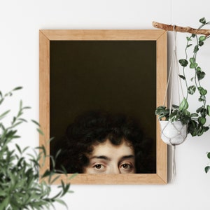 Renaissance Peeker by Louis Elle 1685 Famous Painting Altered to Just Show Eyes Funny Bathroom Picture Vintage Aesthetic Fine Art Print