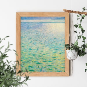 Island in the Attersee by Gustav Klimt 1902 Vintage Illustration Emerald Green Sea Famous Gallery Artwork Small or Big