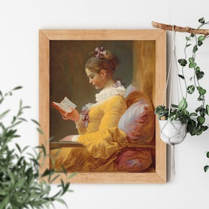 A Young Girl Reading Vintage Illustration by Jean-Honore Fragonard 1776 Famous Gallery Feminine Artwork Small or Big