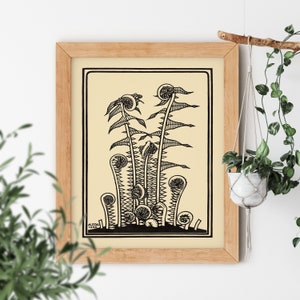 Ferns Vintage Illustration by Julie de Graag 1920 Famous Hand Drawn Wild Garden House Plant Gallery Artwork Small or Big Size Garden Design